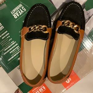 Black and tan loafers
